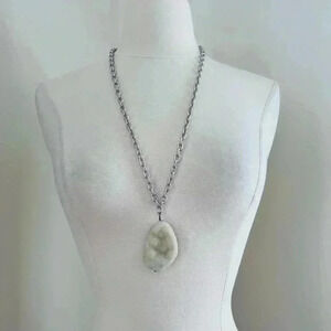 Gemstone Pendant Necklace In A Silver Metal Chain